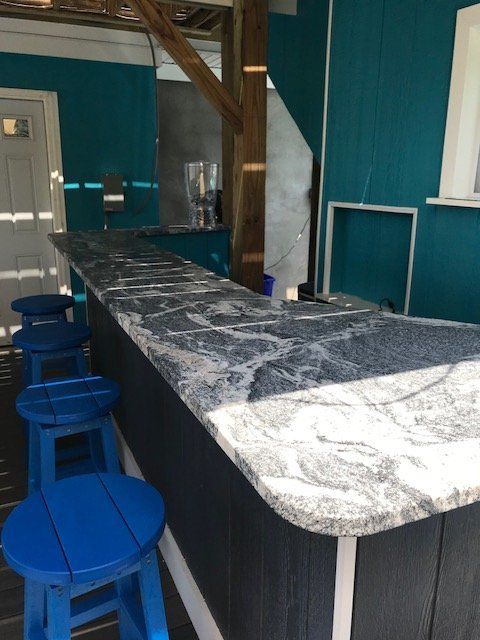 Elegant Blue Bar Countertop Side View — Brick, NJ — Spaulding Fabricators
