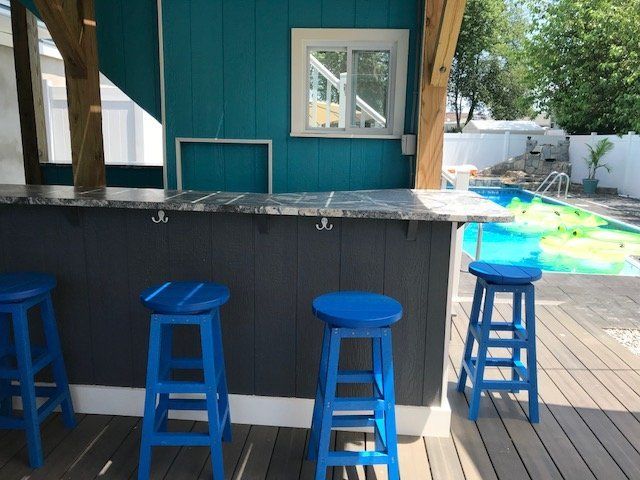 Elegant Blue Bar Countertop Front View — Brick, NJ — Spaulding Fabricators