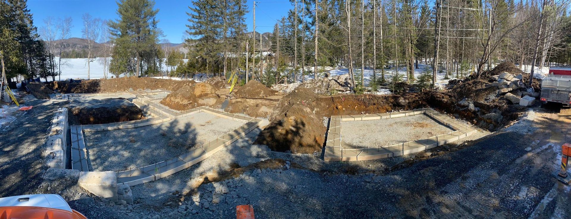 Une personne se tient au milieu d’une forêt enneigée.