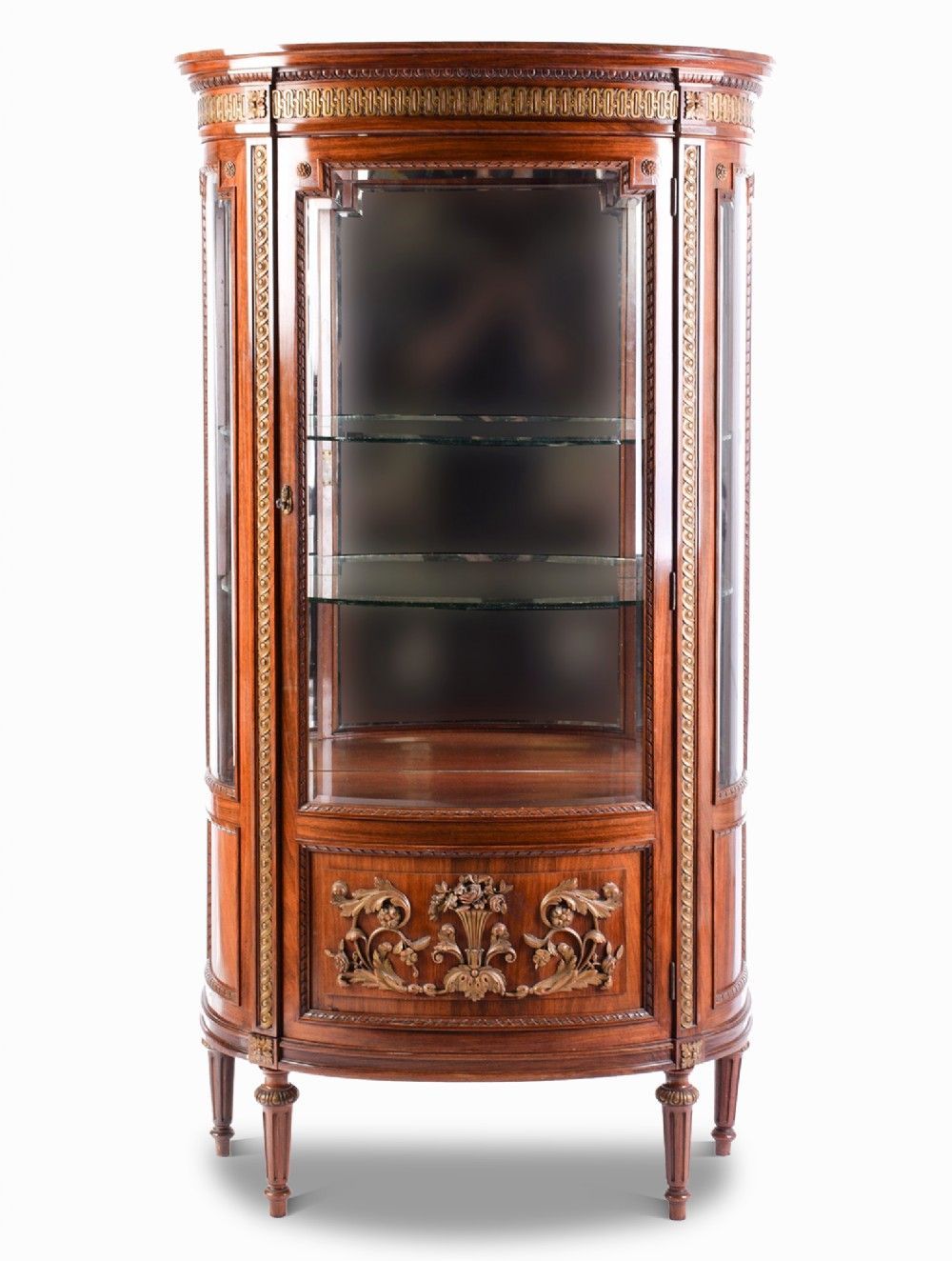 french rosewood bow front display cabinet ormolu