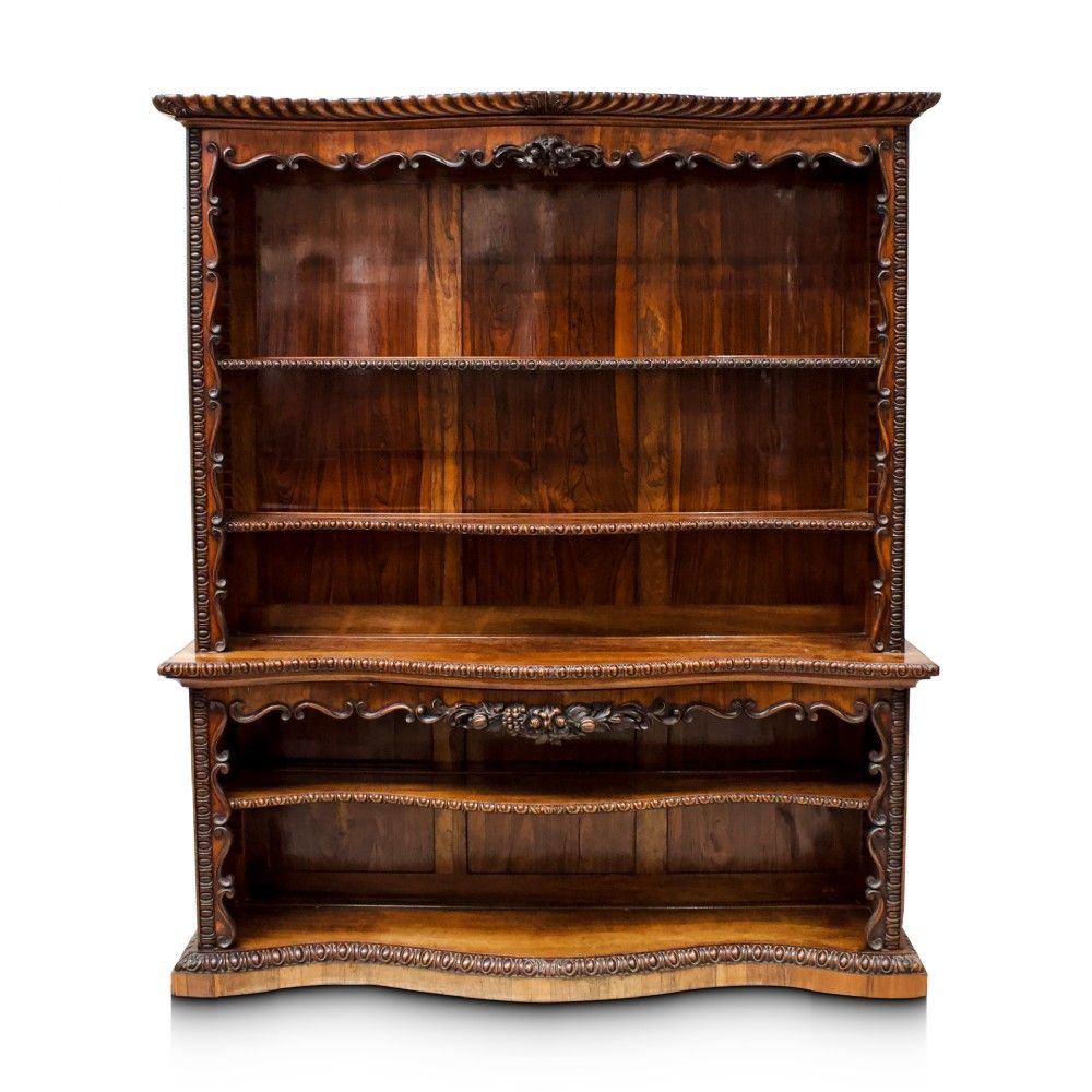 rosewood serpentine open bookcase