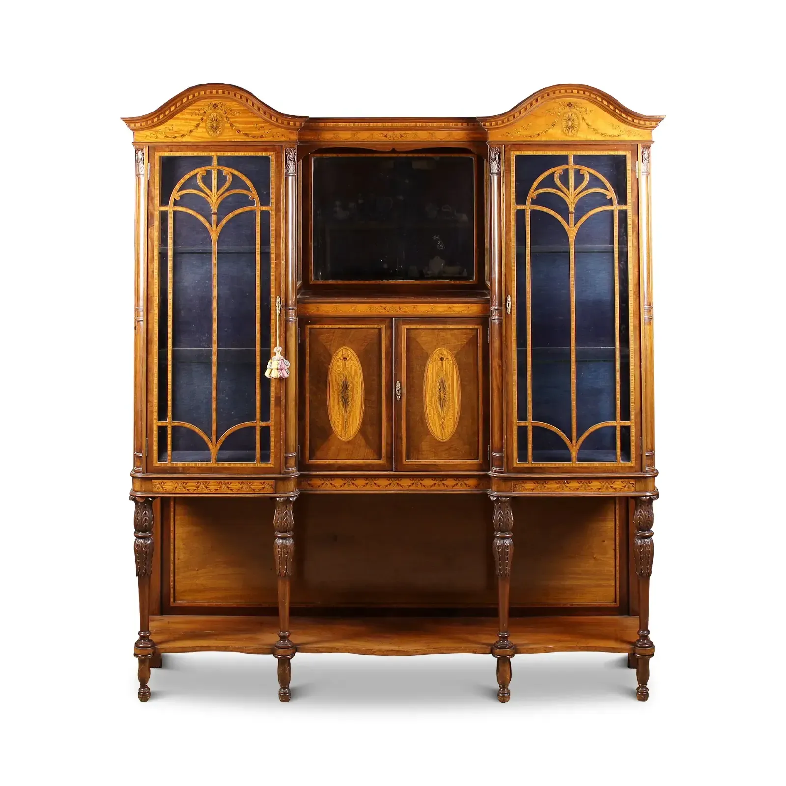 mahogany satinwood inlaid display cabinet