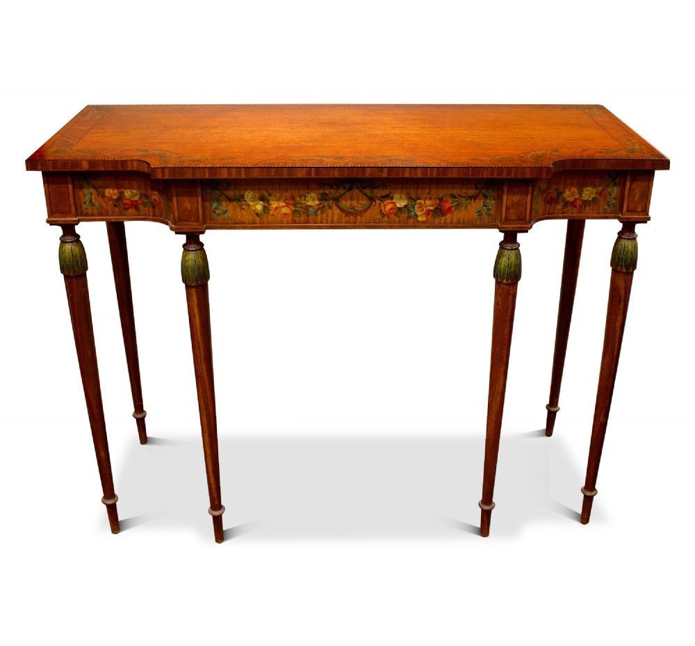 edwardian sheraton style satinwood painted console table