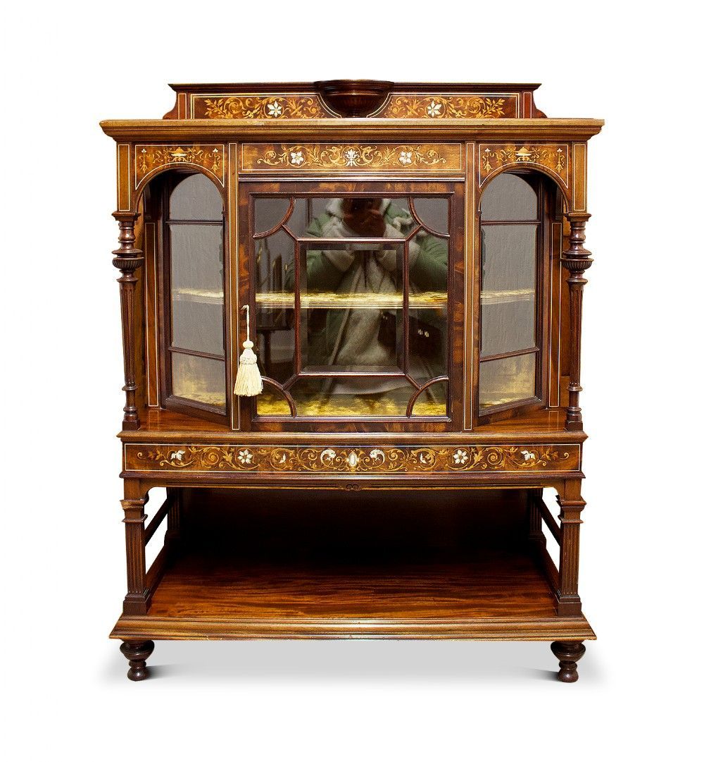 victorian inlaid rosewood side cabinet edwards & roberts