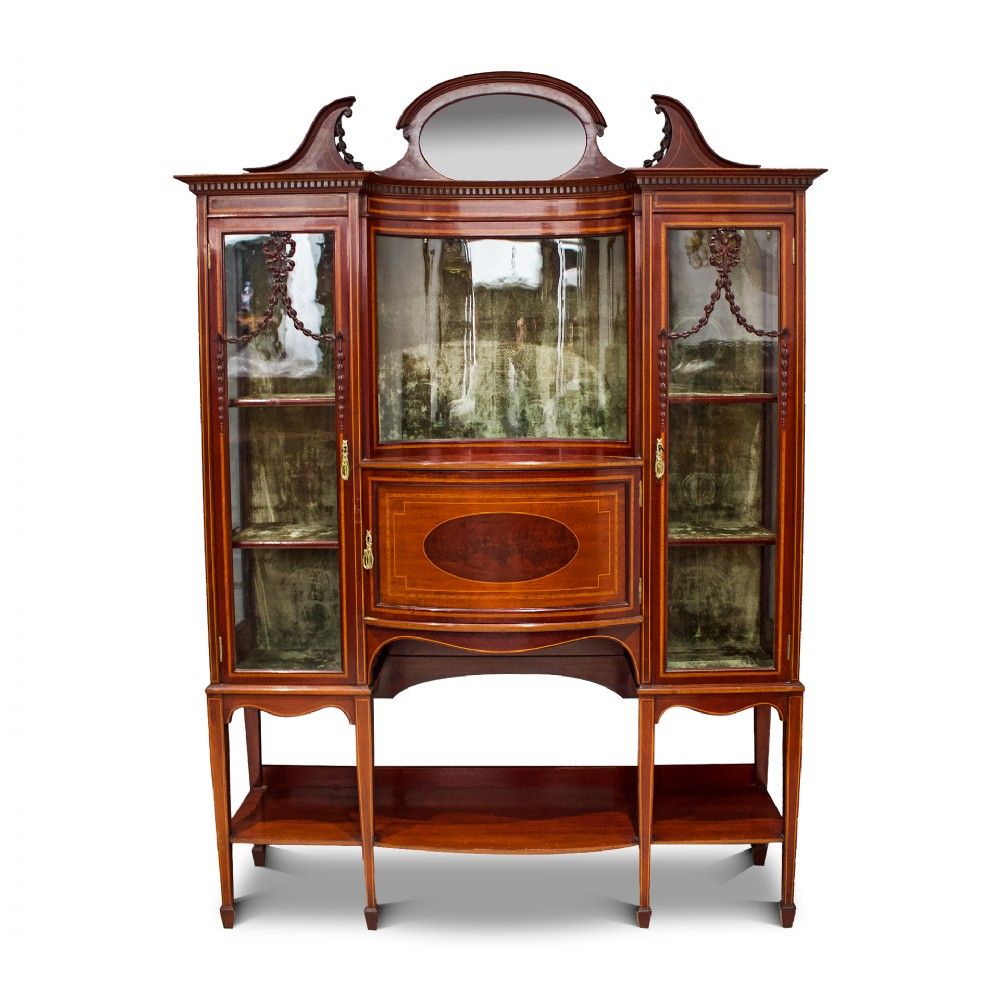 mahogany inlaid display cabinet