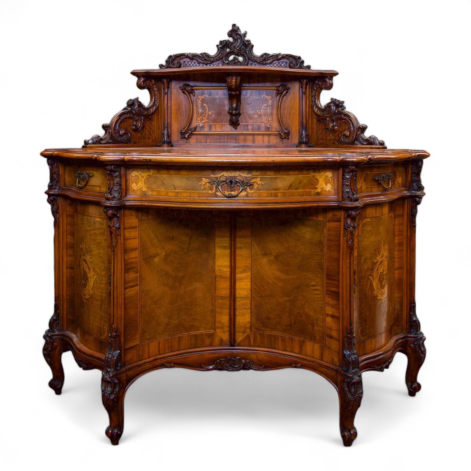 19th Century French Walnut Writing Desk With Marquetry Decoration