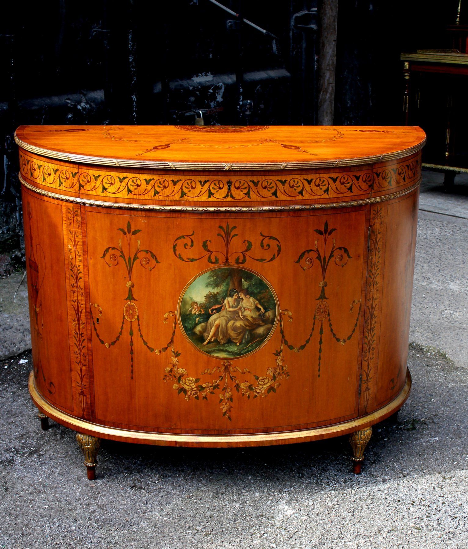 satinwood painted commode