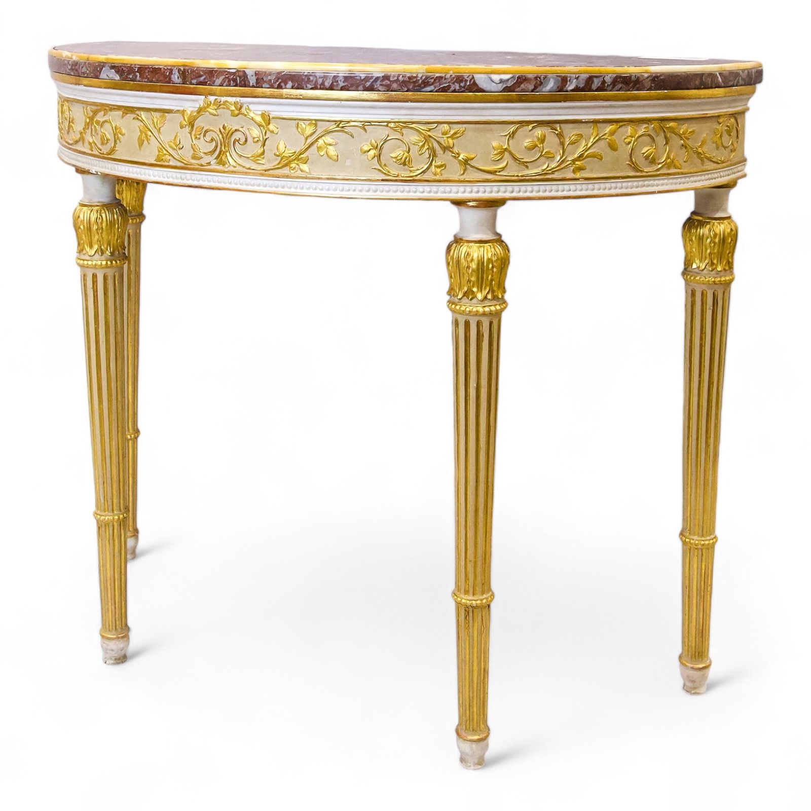 marble top gilt painted console table