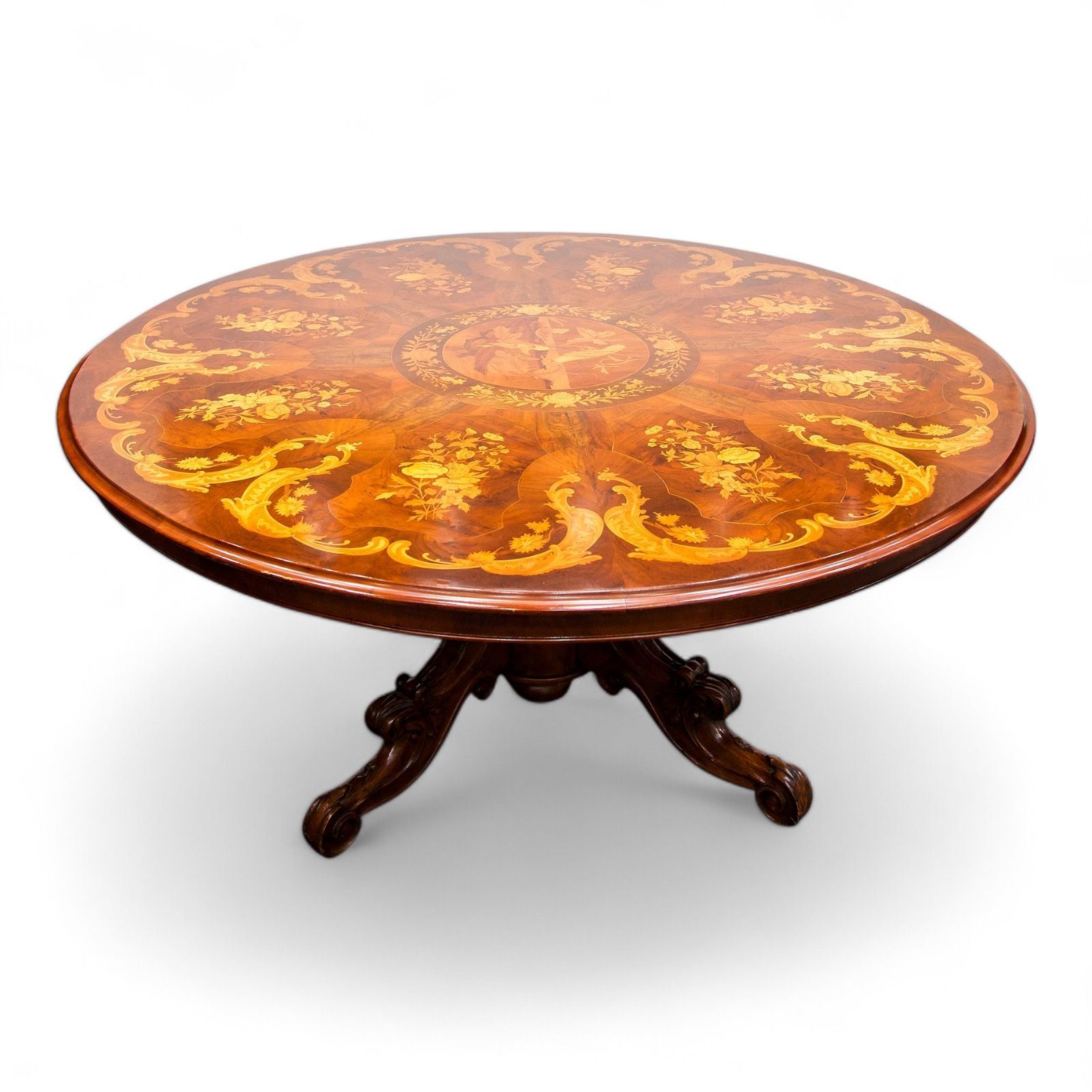 antique inlaid round center table