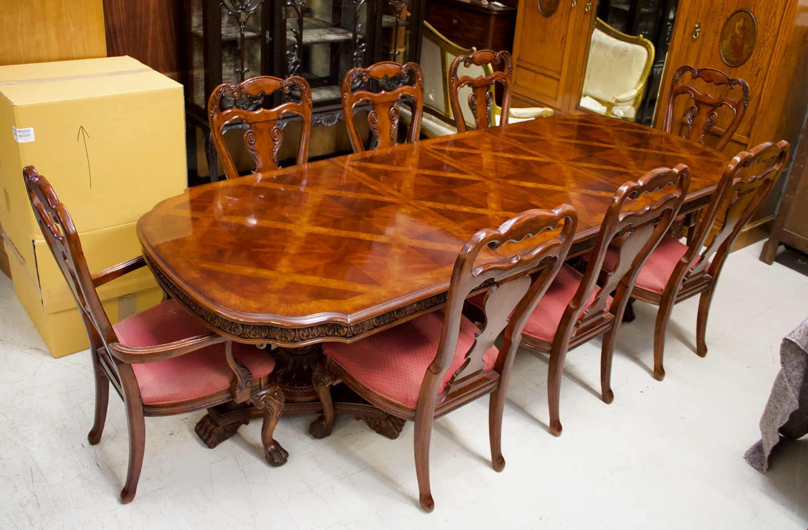 italian walnut dining table chairs