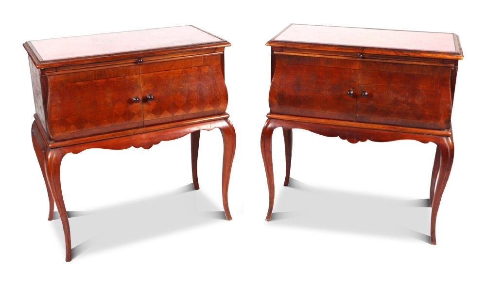 Pair Of French Antique Walnut Bedside Cabinets