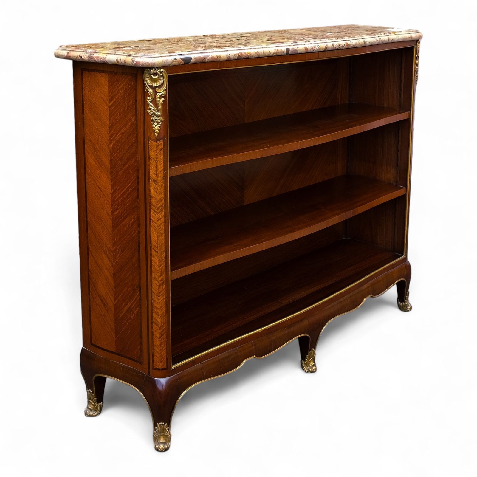 19th Century French Marble Top Open Bookcase By Durand