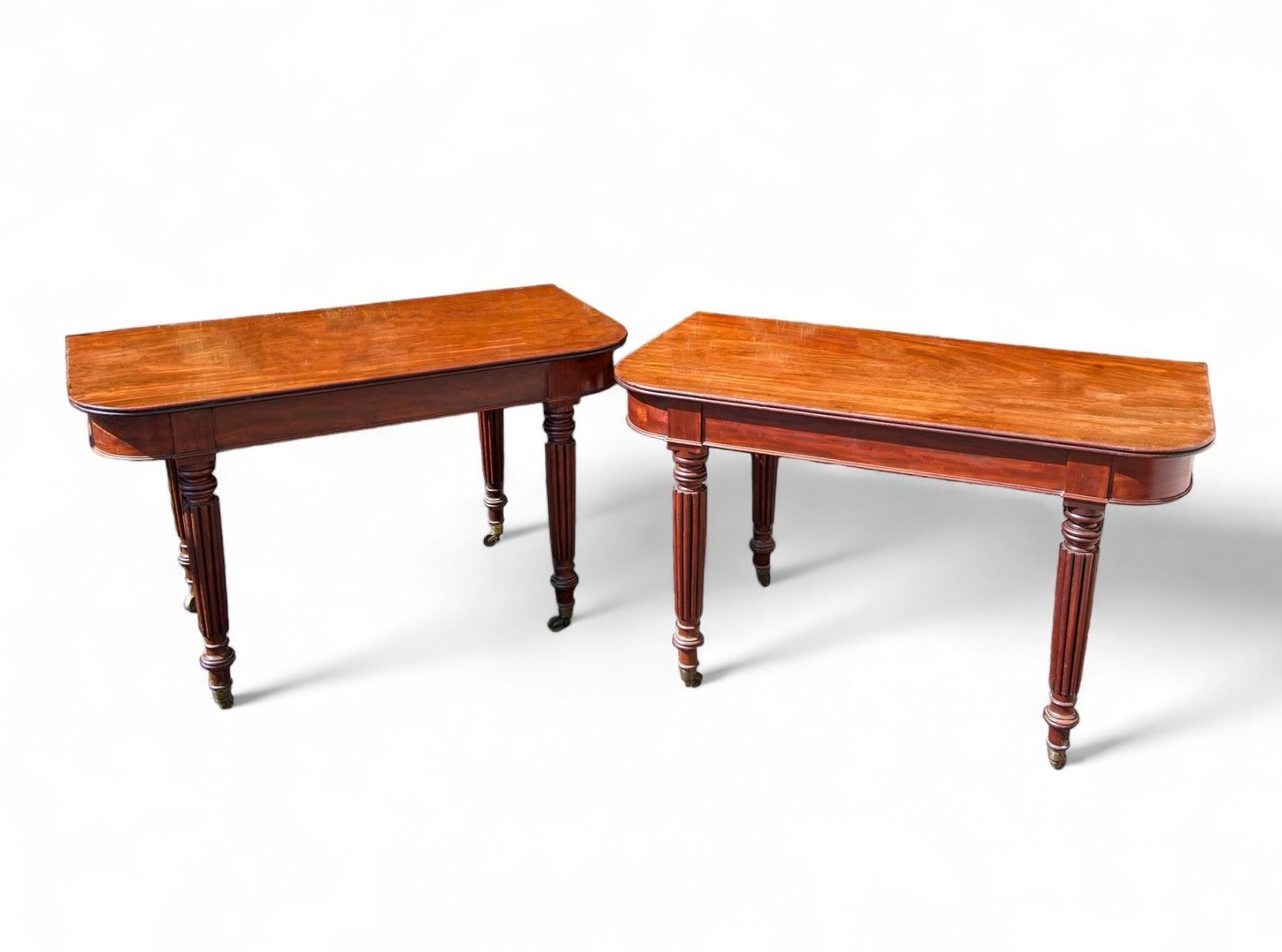 Pair Mahogany Demi Lune Tables