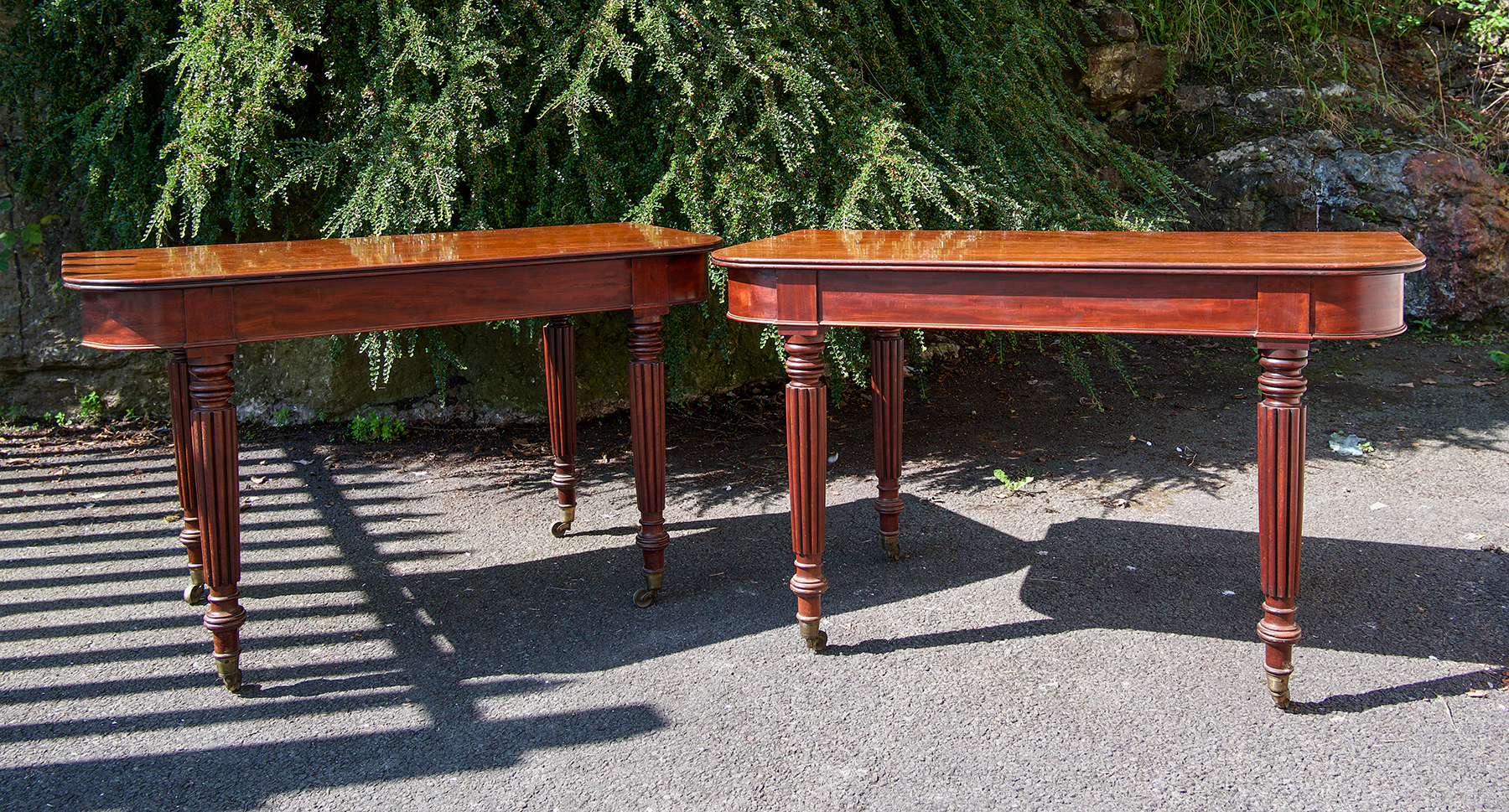 Pair Mahogany Demi Lune Tables