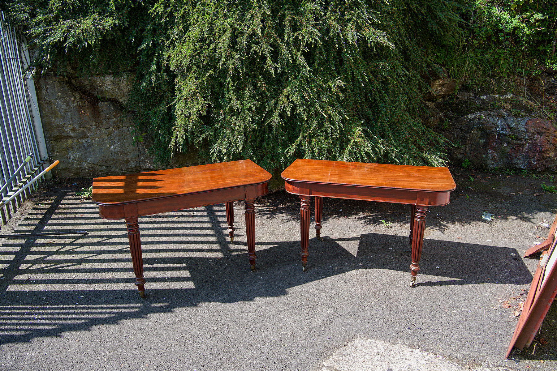 Pair Mahogany Demi Lune Tables