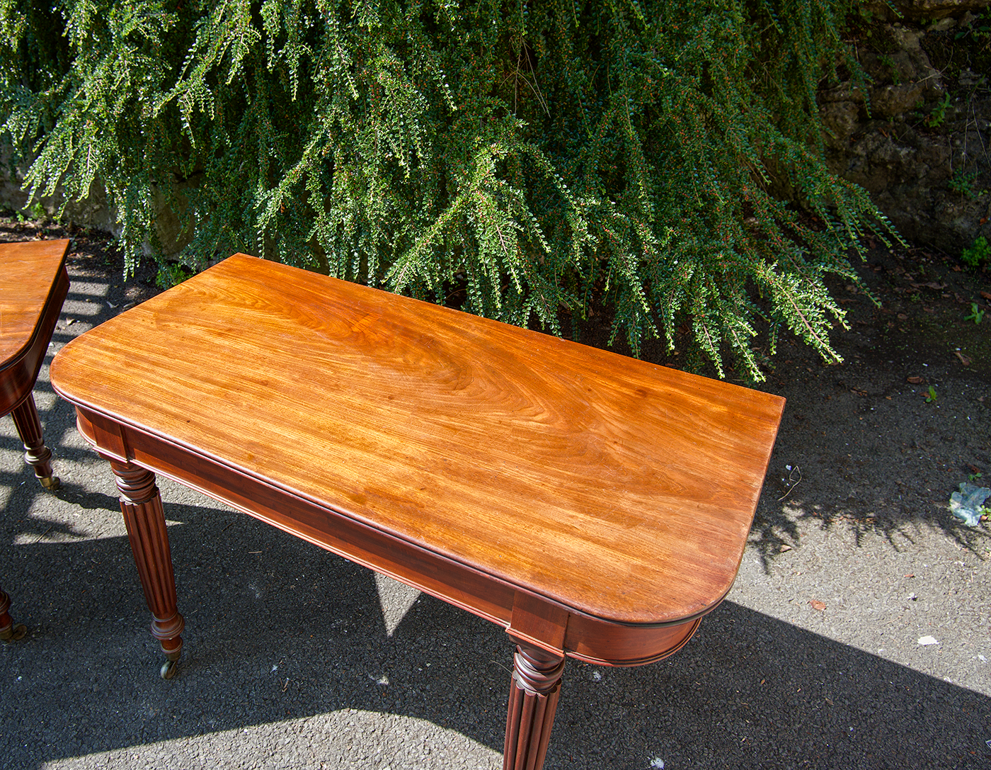 Pair Mahogany Demi Lune Tables