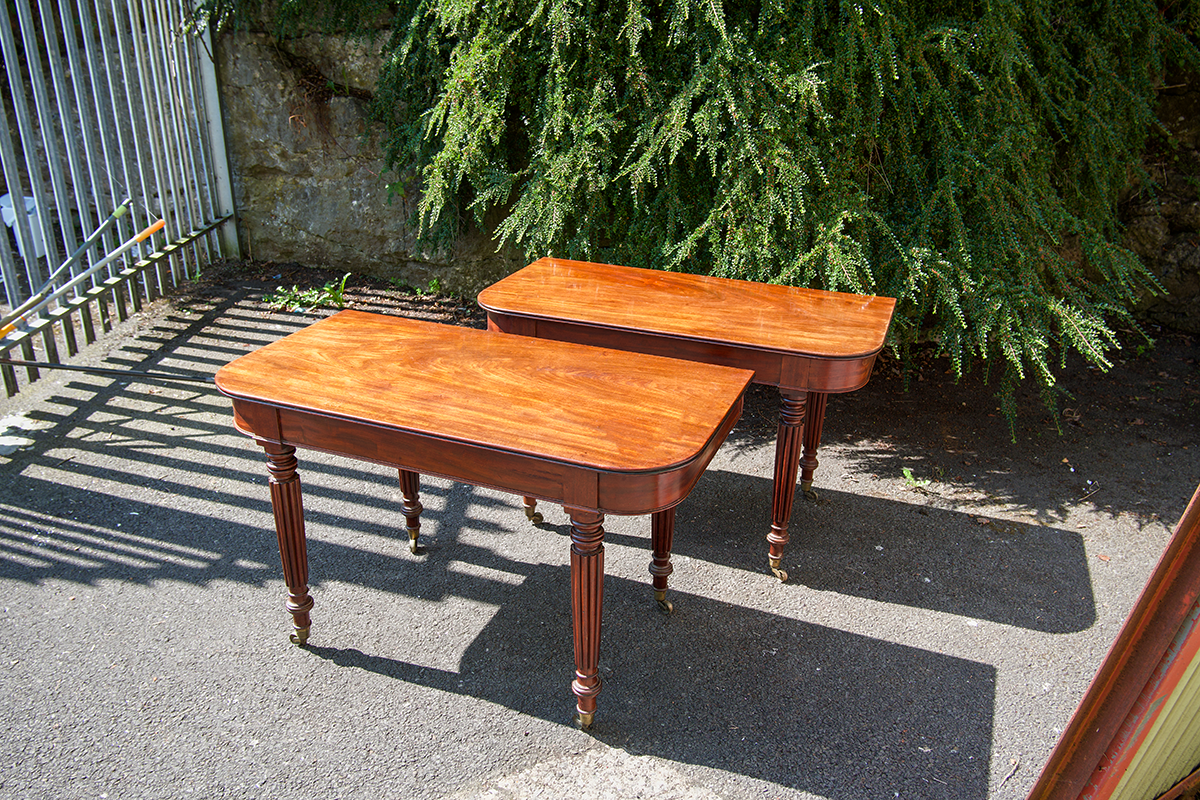 Pair Mahogany Demi Lune Tables