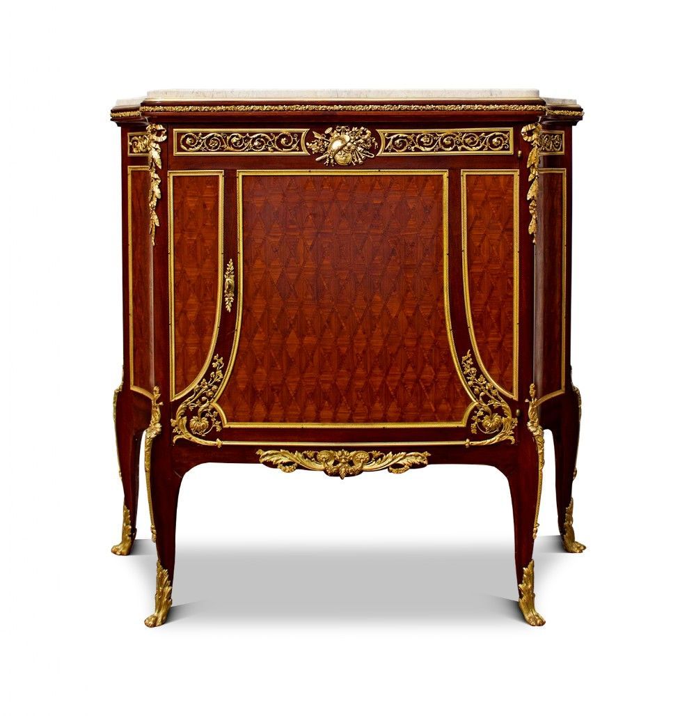 marble top french gilt bronze cabinet linke
