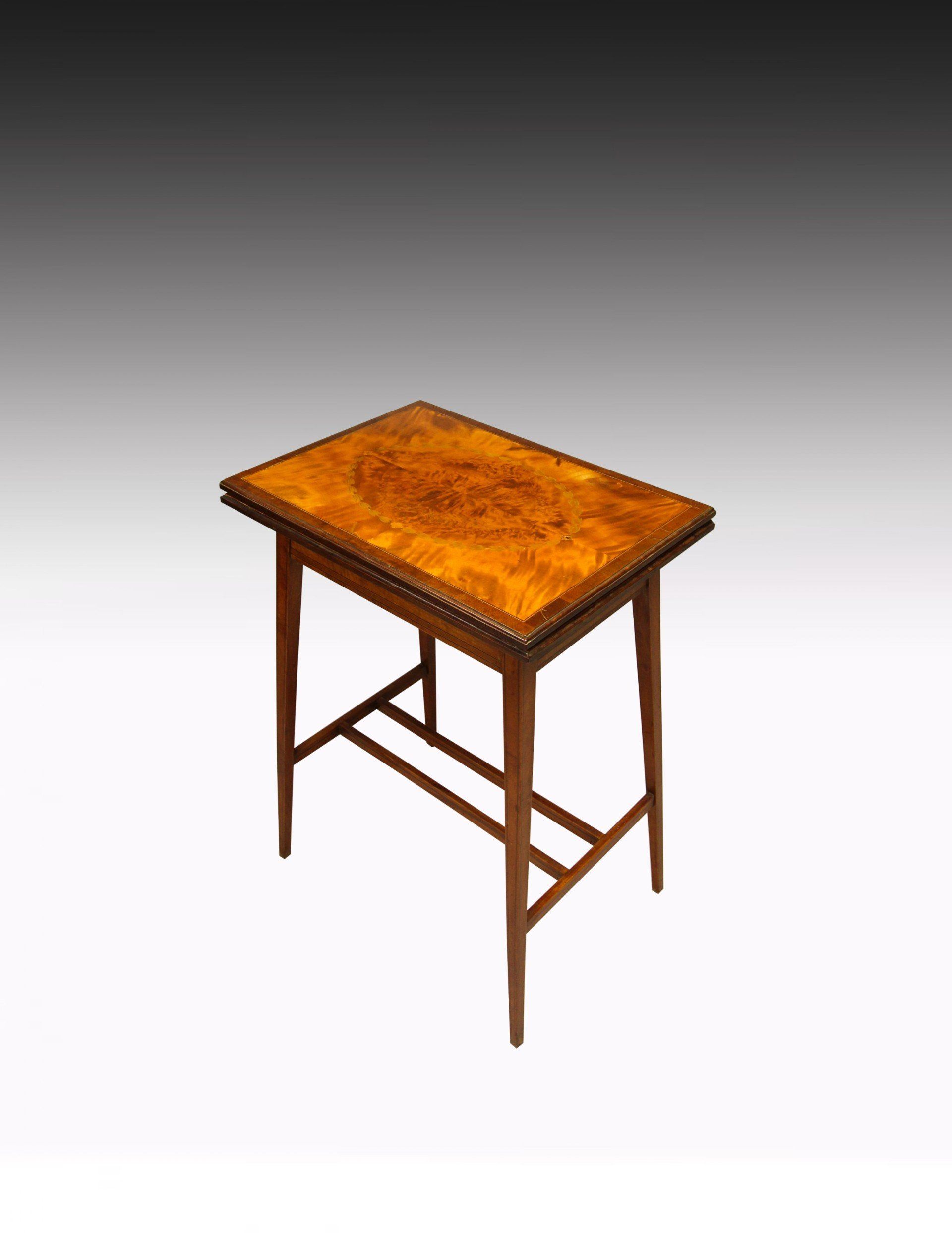 inlaid satinwood card table