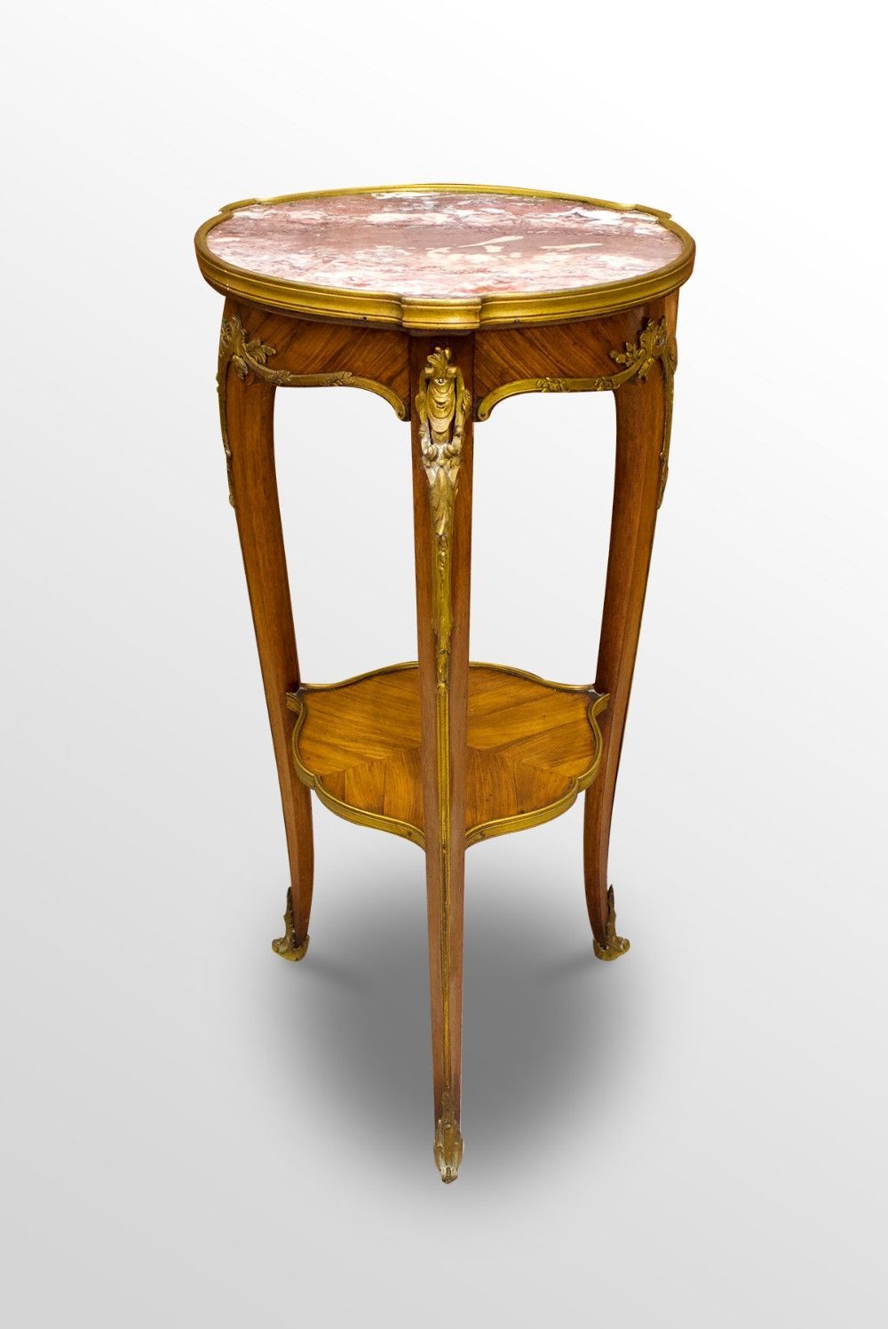kingwood marble top gueridon table in the manner of francois linke