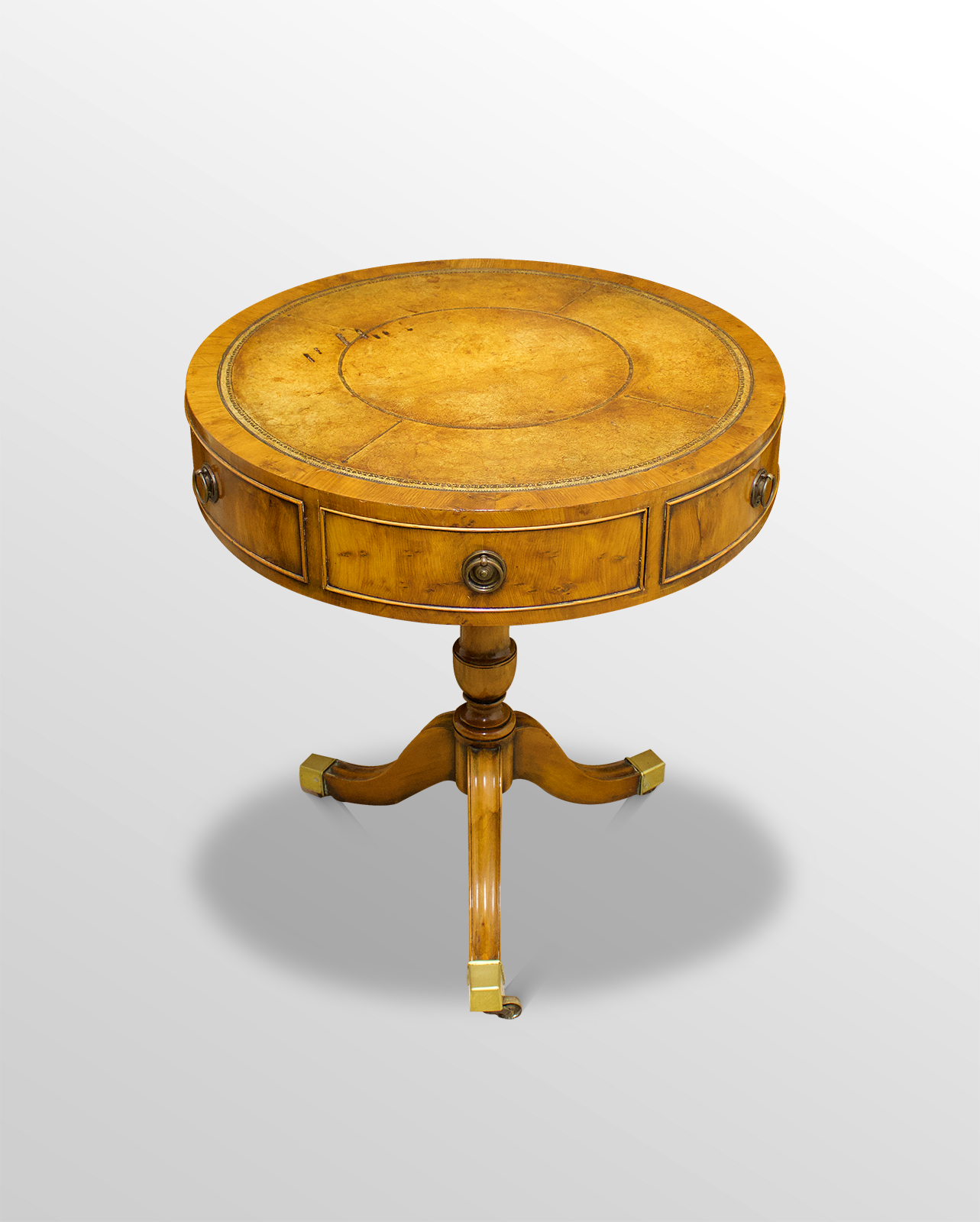 mahogany drum table leather top