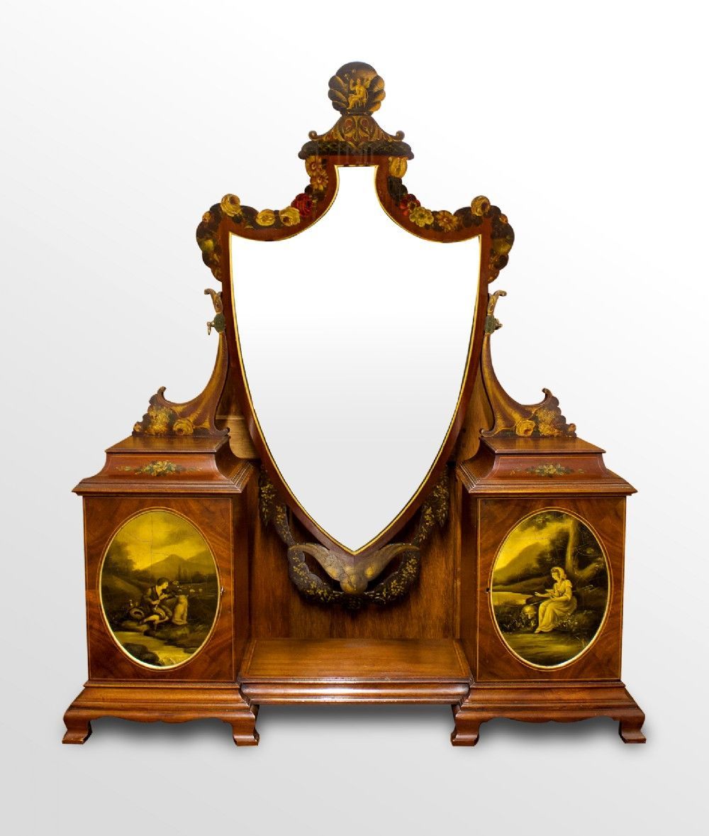 mahogany painted table top cheval mirror