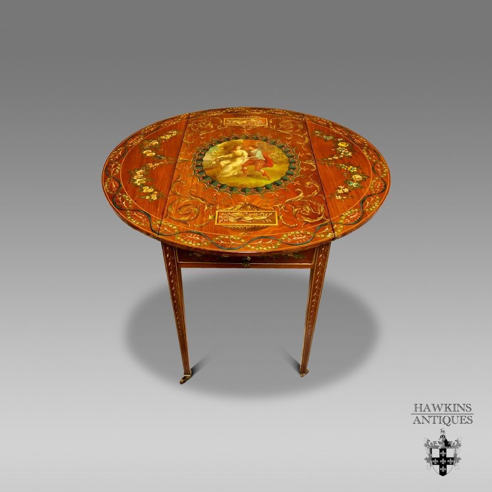 mahogany neo classical painted pembroke table