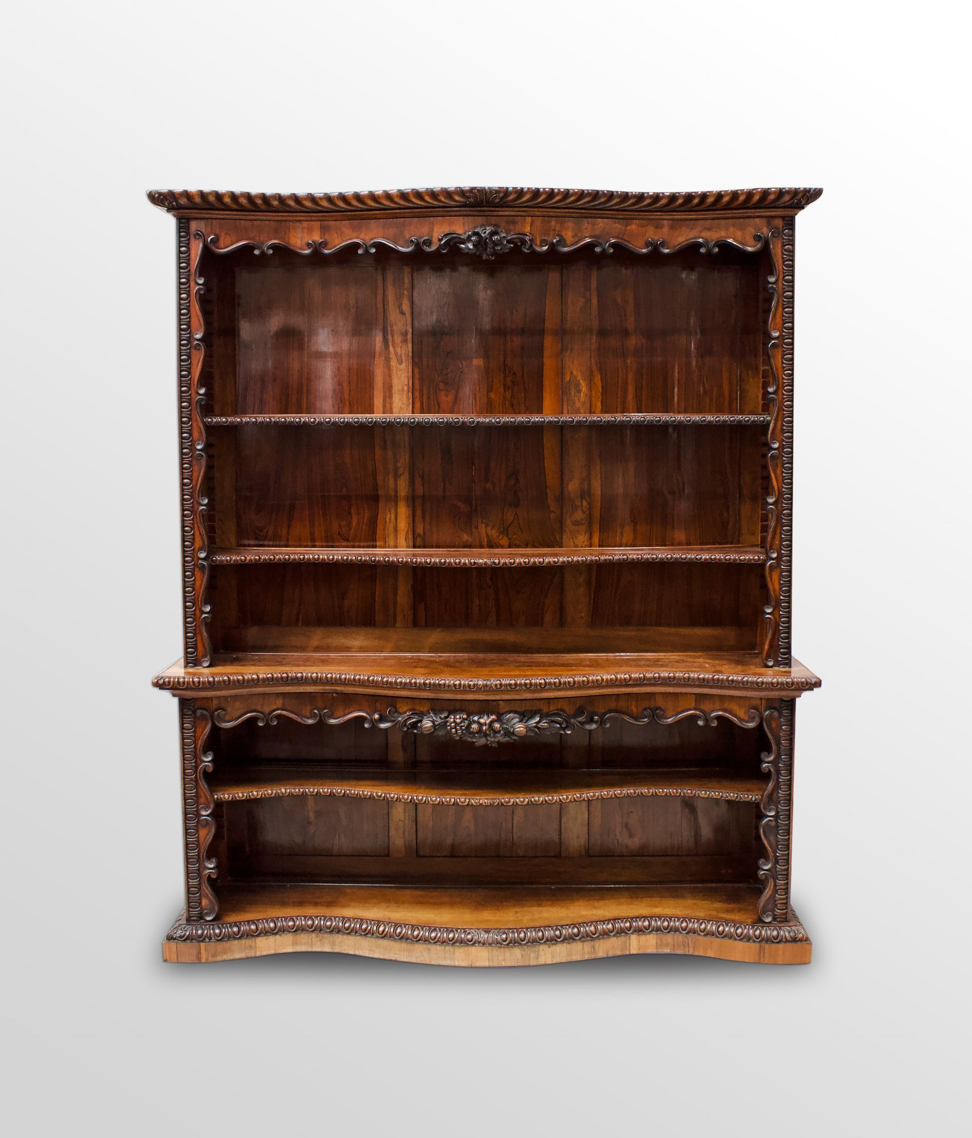 baroque style walnut bookcase
