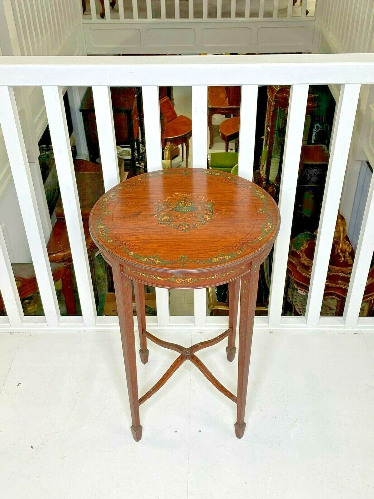 small satinwood painted round table