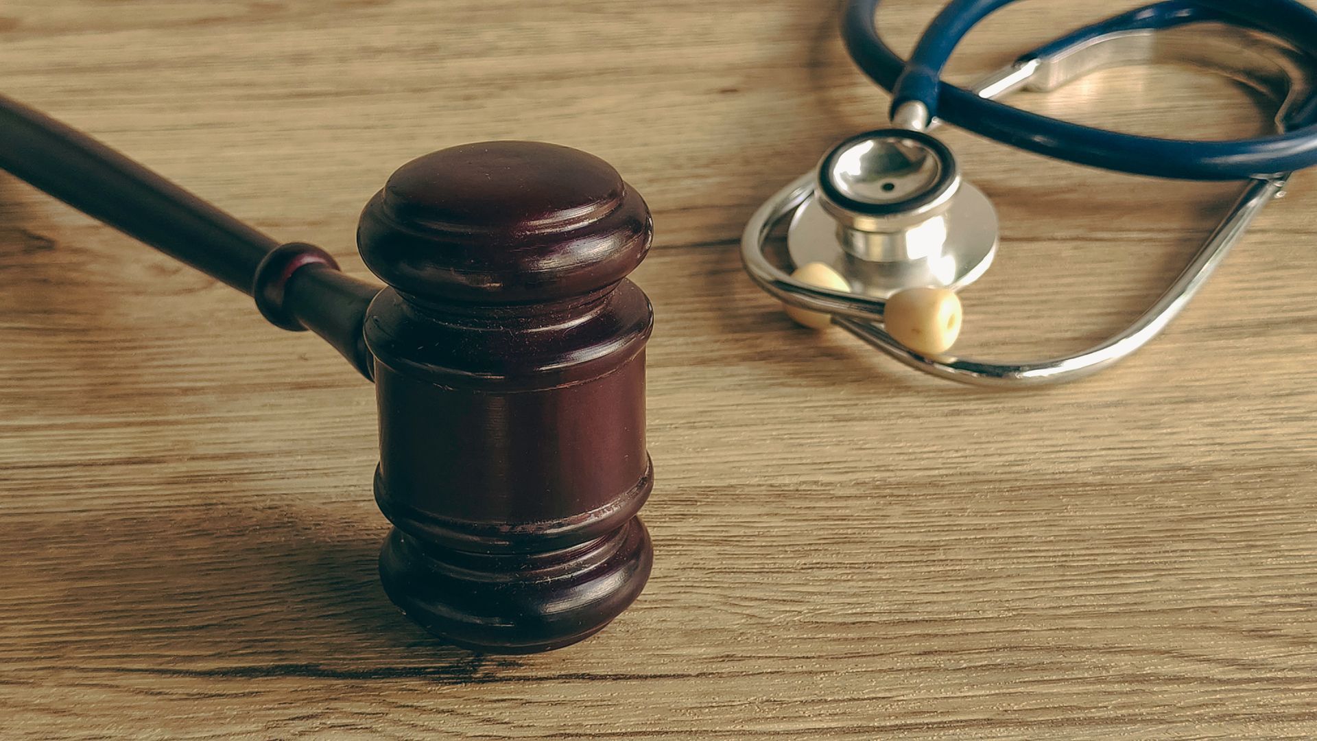 A gavel and a stethoscope.
