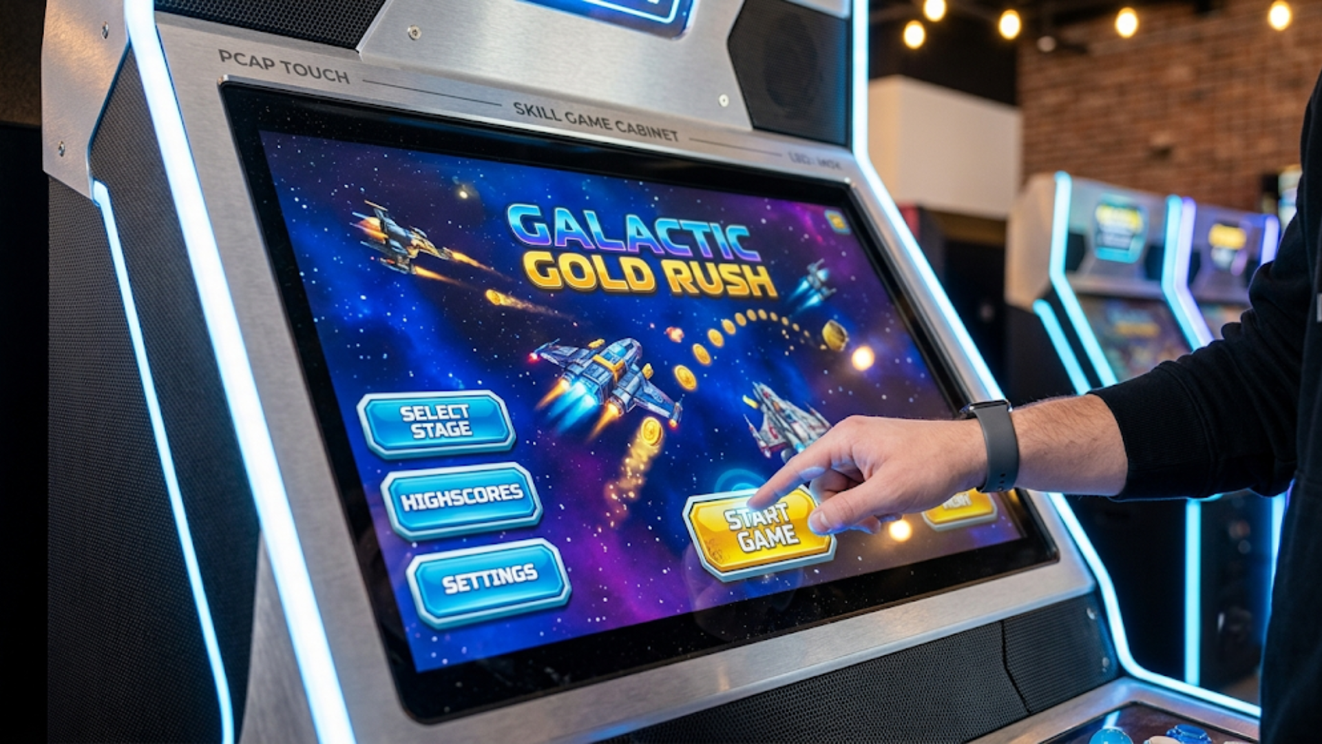 responsive PCAP touch screen monitor for skill game cabinet