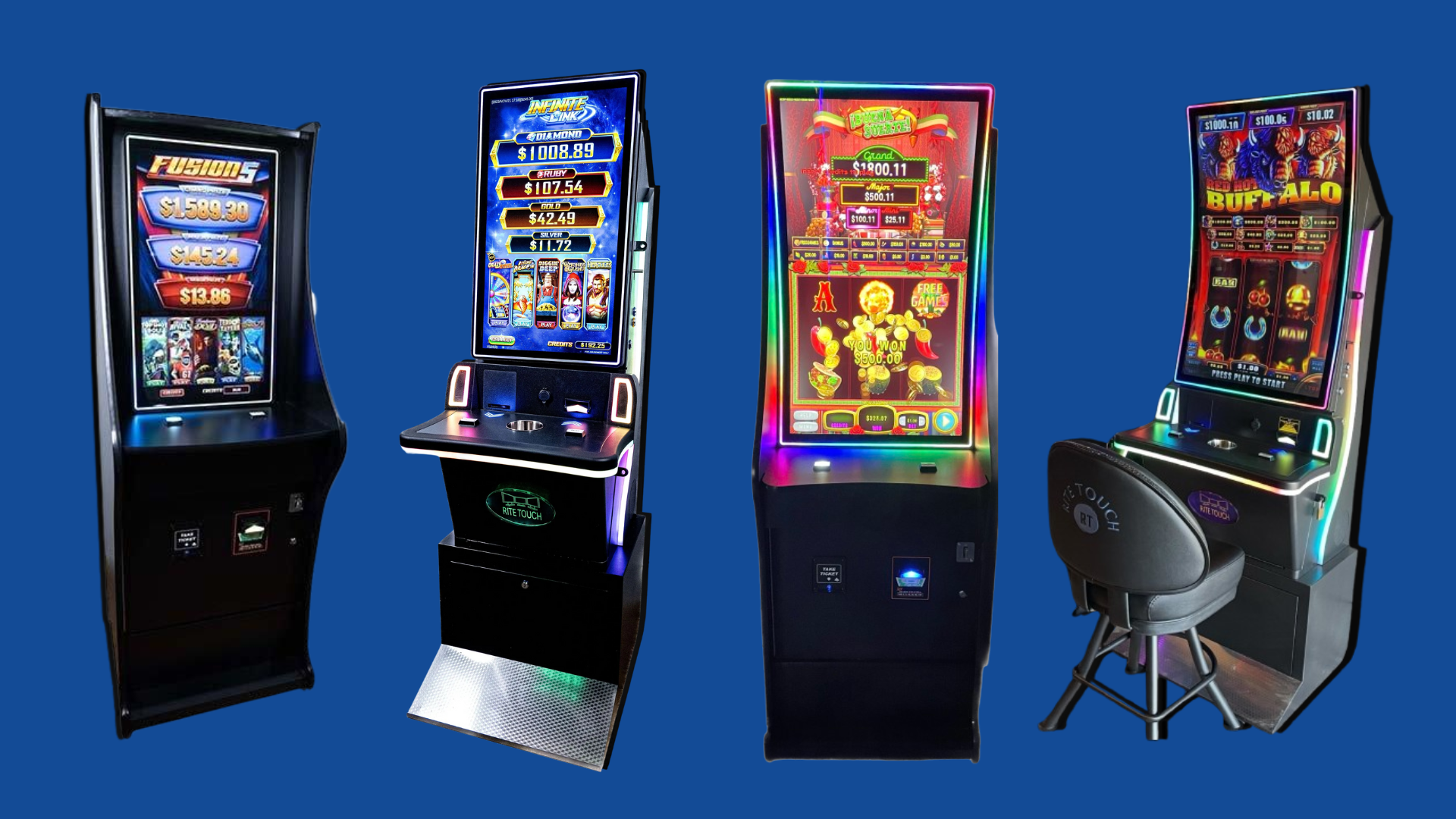 Metal Cabinets, Wood Cabinets, 43 Inch Monitors, 32 Inch Monitors, Kiosk, Self Redemption Kiosk