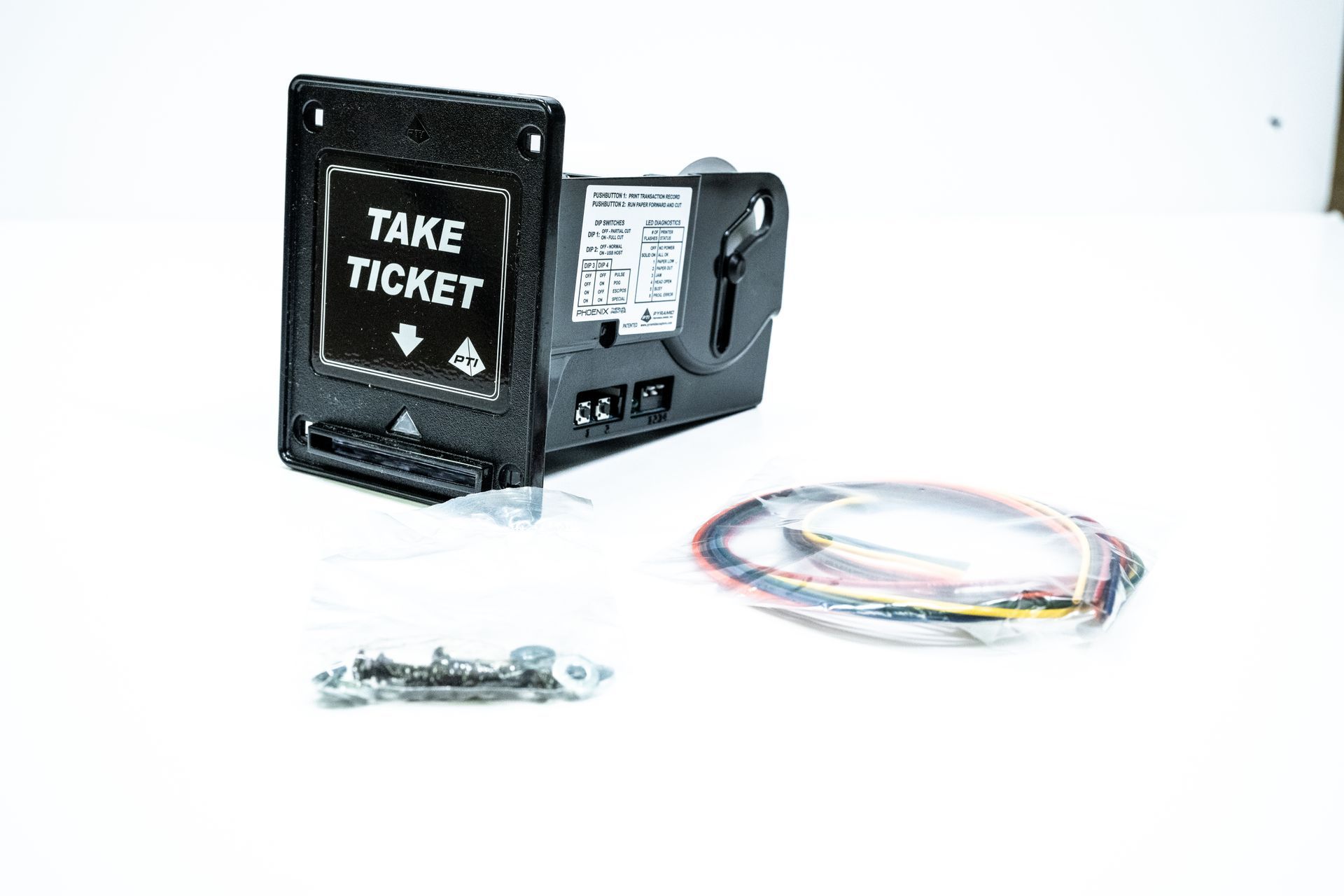 Black ticket dispenser with