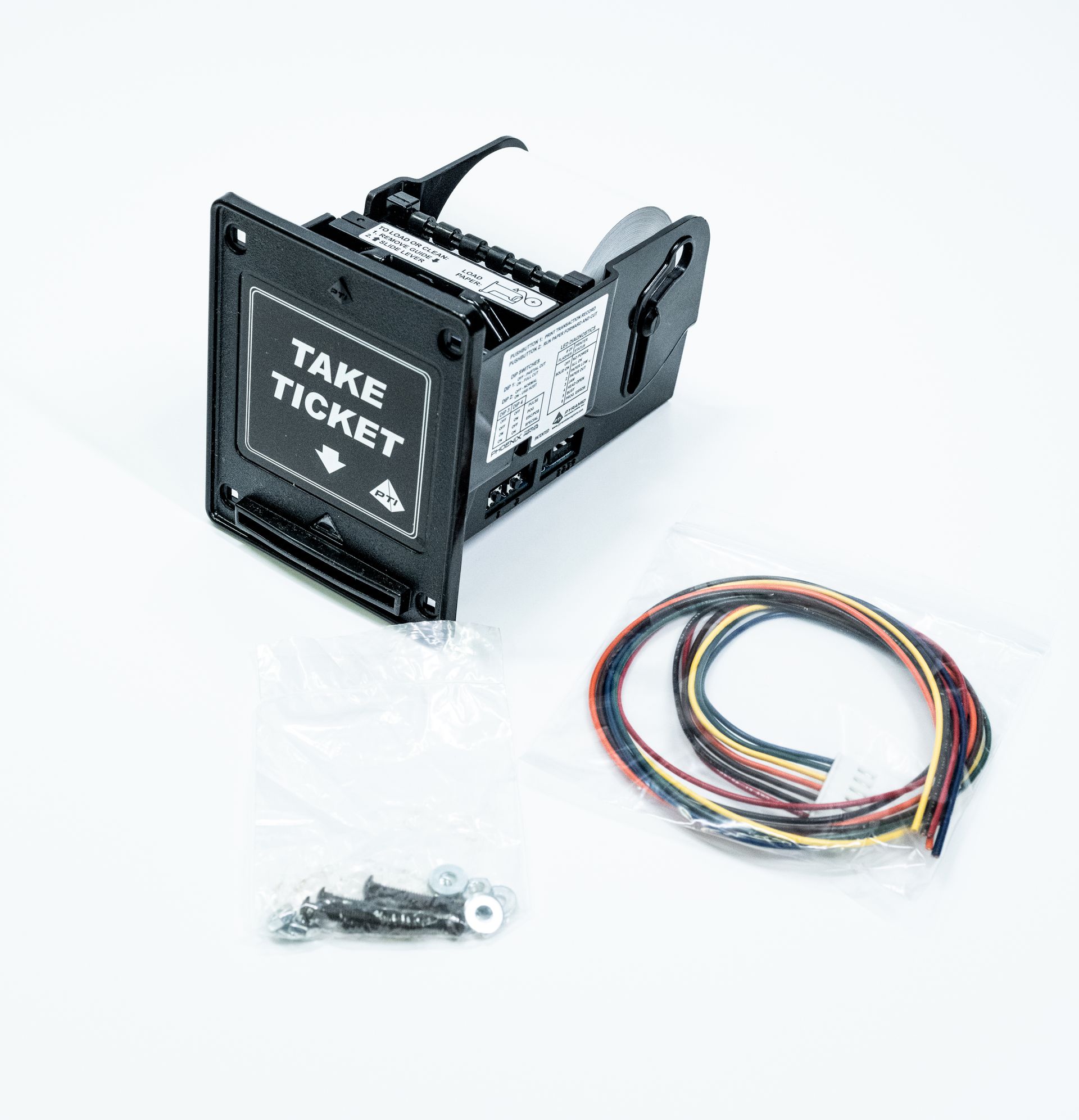 Black ticket dispenser with