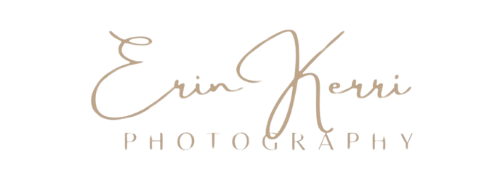 The logo for erin kerri photography is a handwritten logo on a white background.
