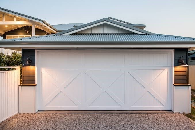 Double Lift Garage Door In White