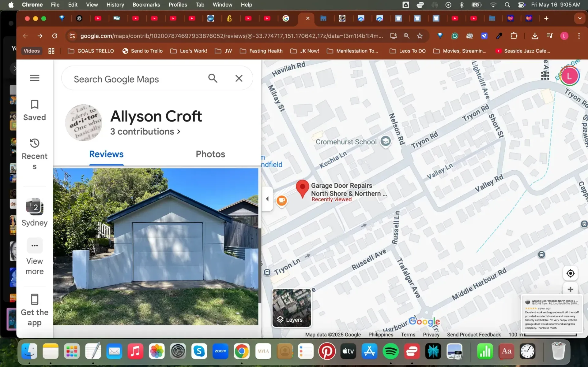 A computer screen shows a map and a picture of a house.
