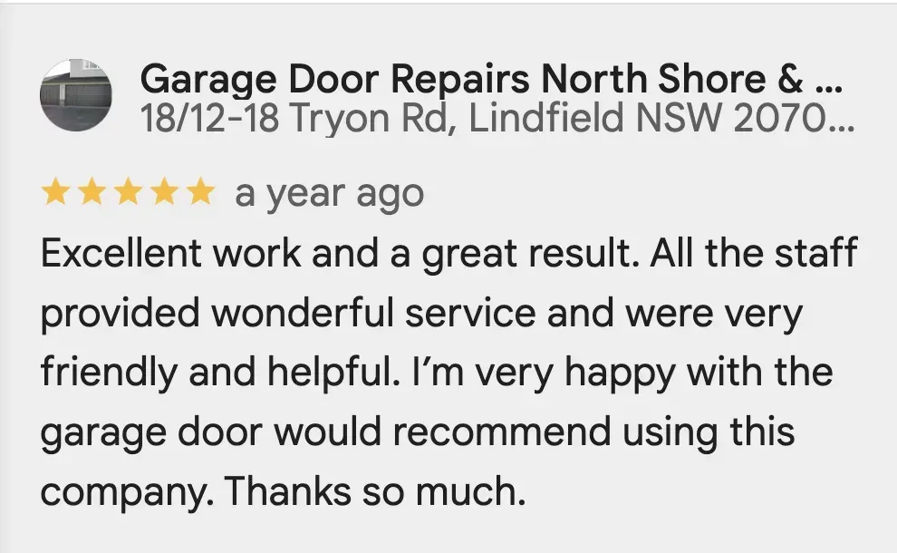 A review of garage door repairs north shore and tryon rd lindfield nsw 2070