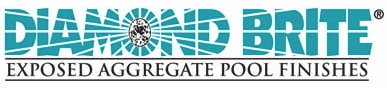 A logo for diamond brite exposed aggregate pool finishes