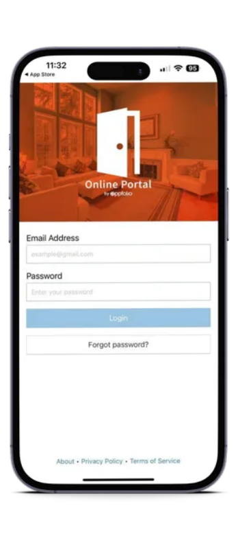 iPhone displaying Online Portal