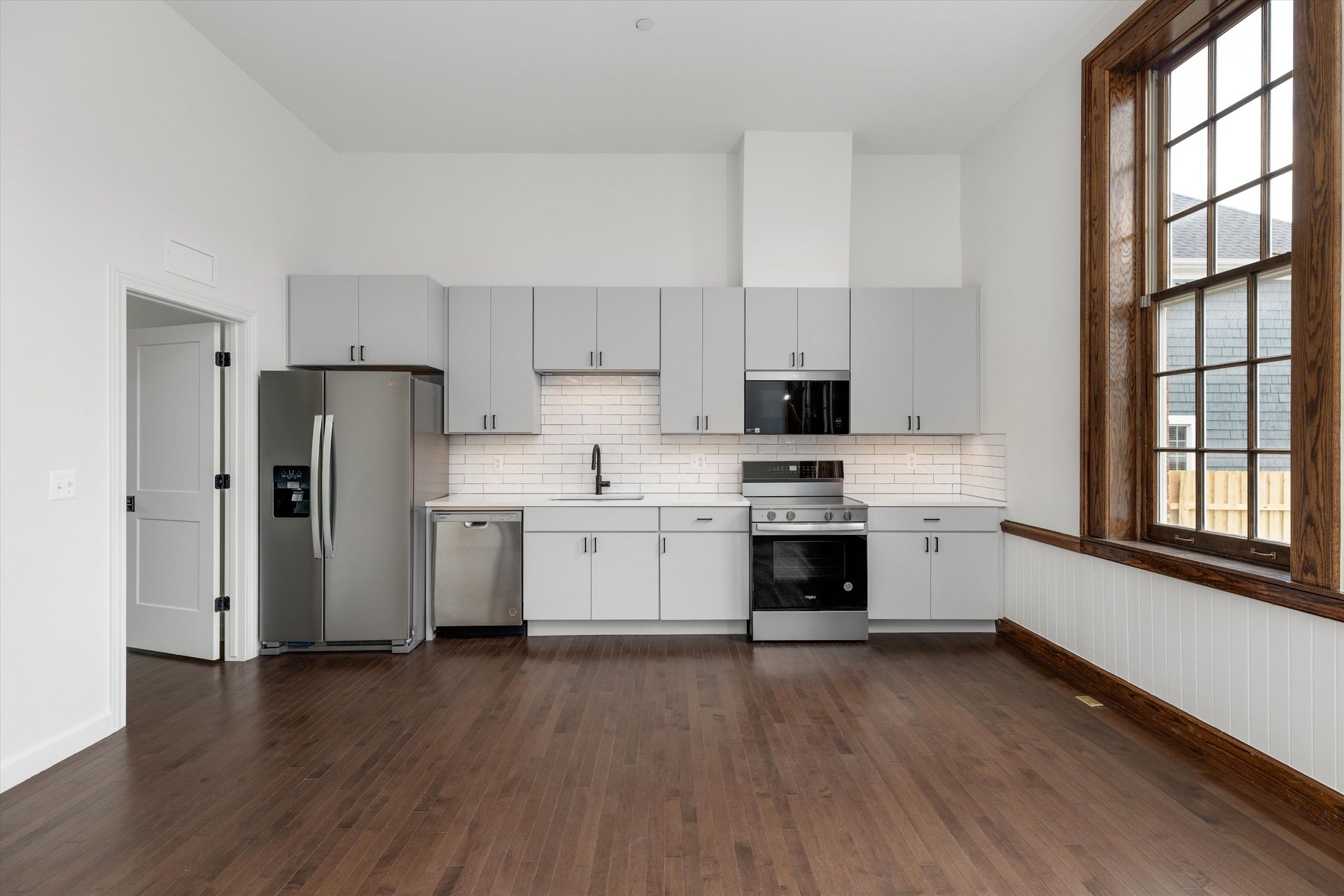 Modern dining table and kitchen
