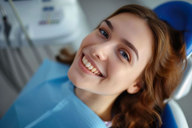 Happy Beautiful girl with two dentist by her side — Dental Care in Fresno, CA
