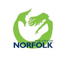A logo for the city of norfolk with a mermaid in a green circle