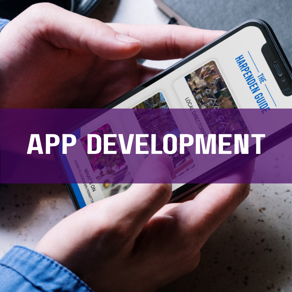 Image of a mobile app with the text 