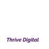 the logo for thrive digital is purple and white .