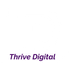 the logo for thrive digital is white and purple .