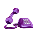 a purple telephone with a purple receiver on a white background .