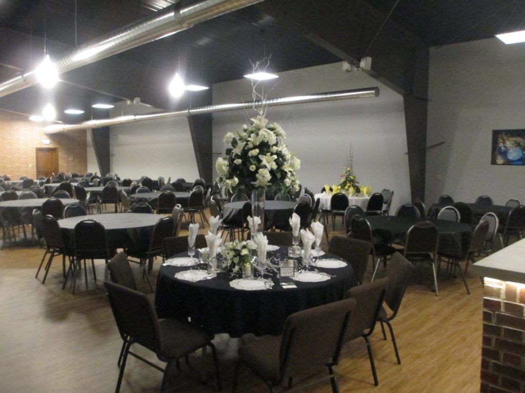 Different views of the event center at Riverview Funeral Home and Event Center in Peru, IN