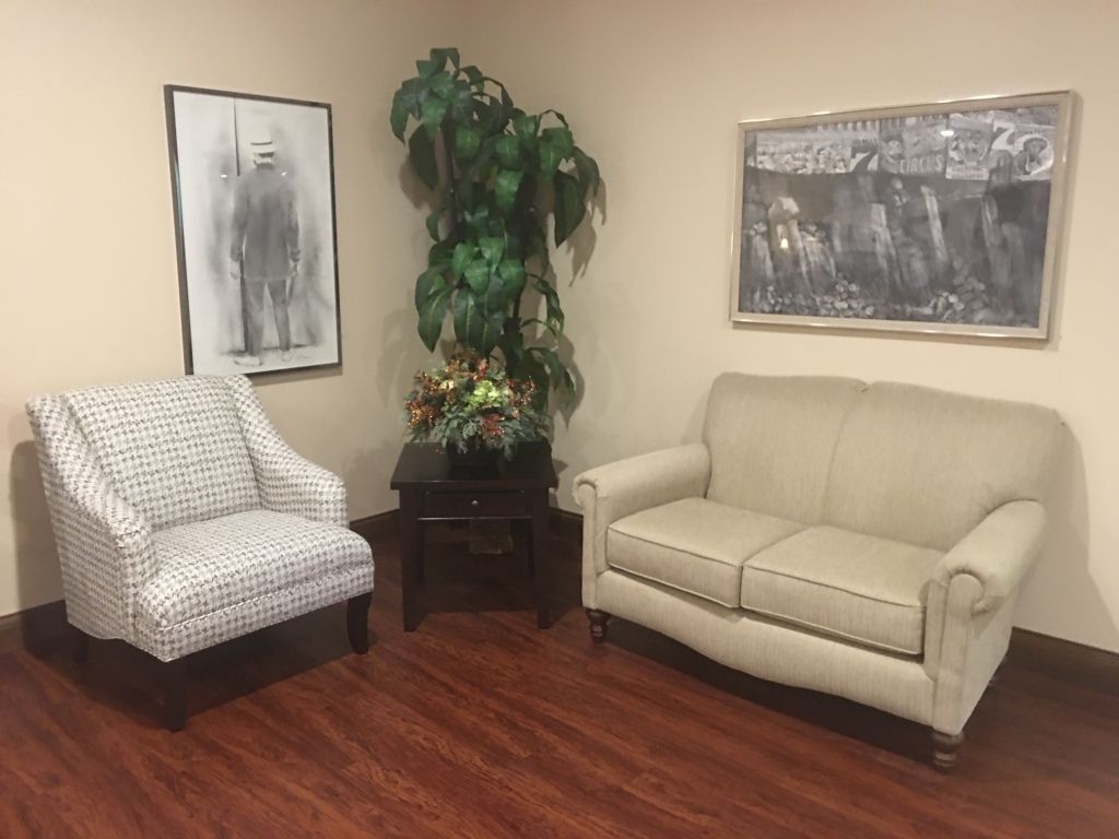 Couch area at Riverview Funeral Home and Event Center in Peru, IN