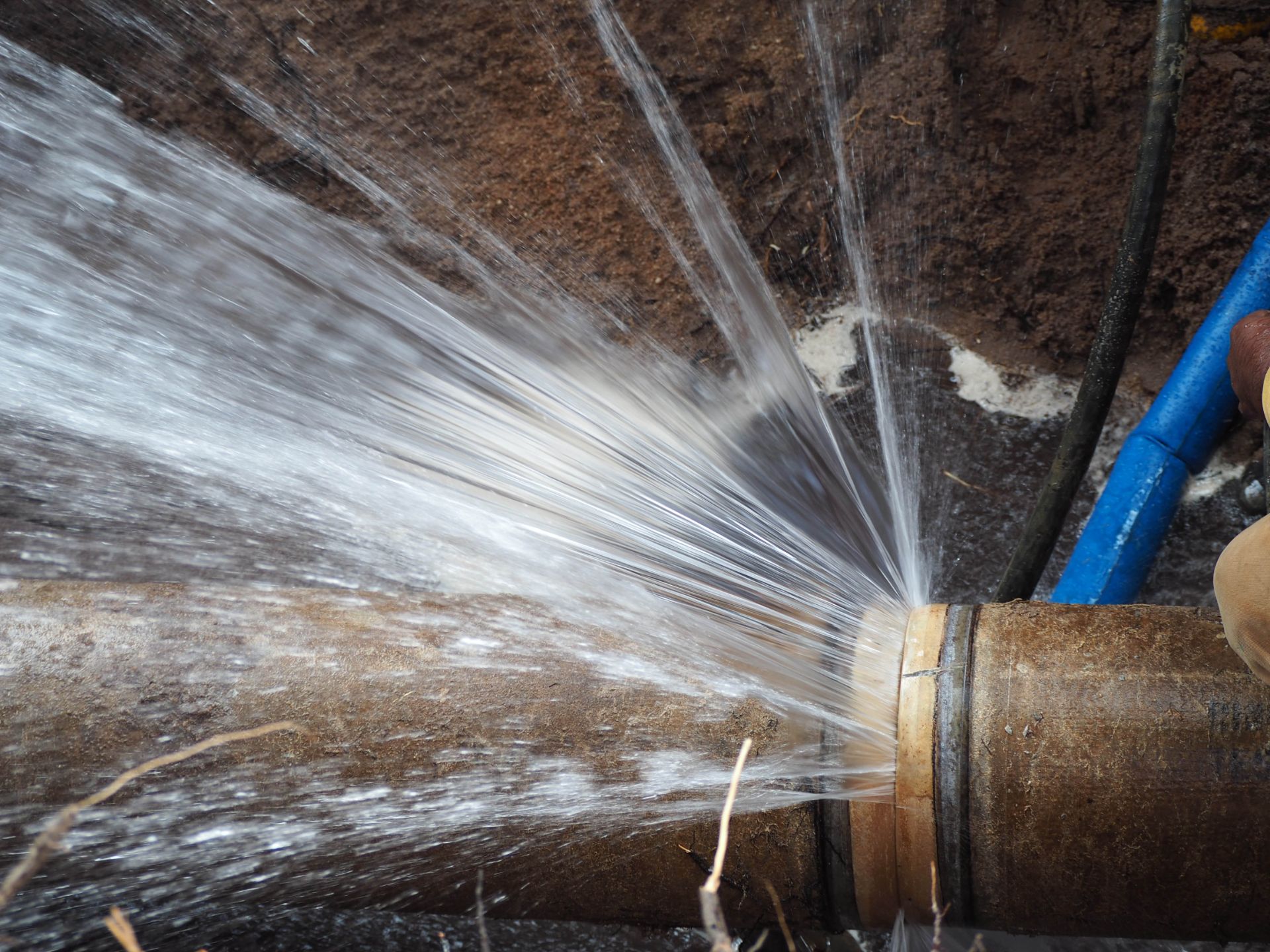 Water spraying out of hose
